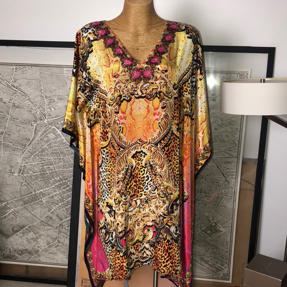 Camilla Silk tunic dress oversized animal print Size one size